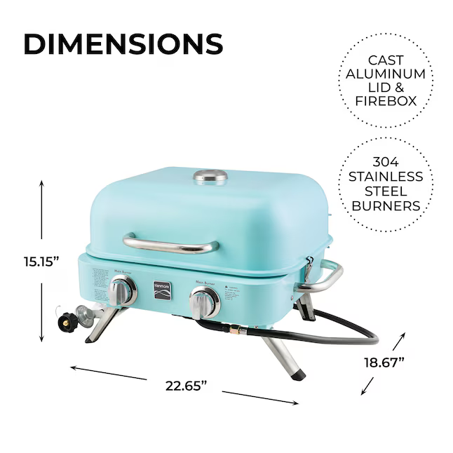 Kenmore Retro 343-Sq. in Turquoise Portable Liquid Propane Grill, KT-R40003-TQ #5692790 *HD2507, [FB297], Retail: $199.99, FINAL PRICE: $119.99 + TAX