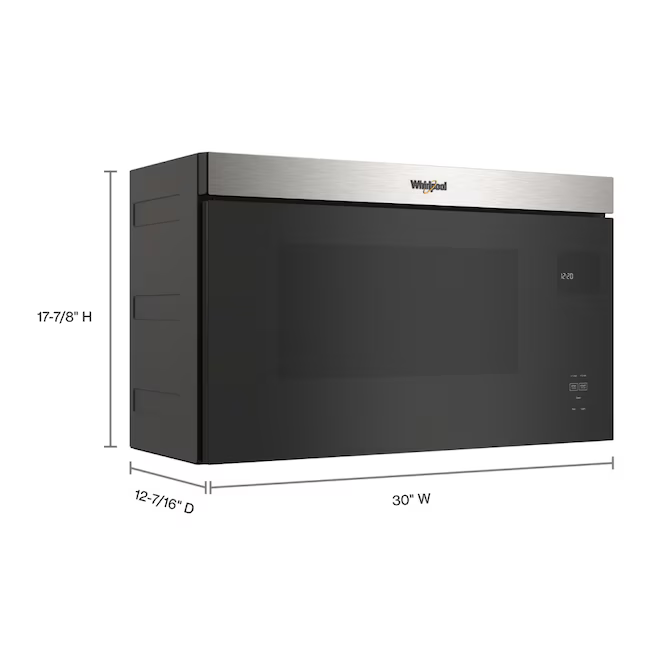 Whirlpool Flush Built-in Design 1.1-cu ft Over-the-Range Microwave with Sensor Cooking (Fingerprint Resistant Stainless Steel), WMMF5930PZ *JR2510, Retail: $754.00, FINAL PRICE: $319.99 + TAX