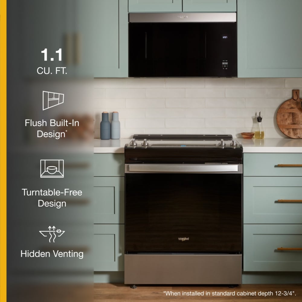 Whirlpool Flush Built-in Design 1.1-cu ft Over-the-Range Microwave with Sensor Cooking