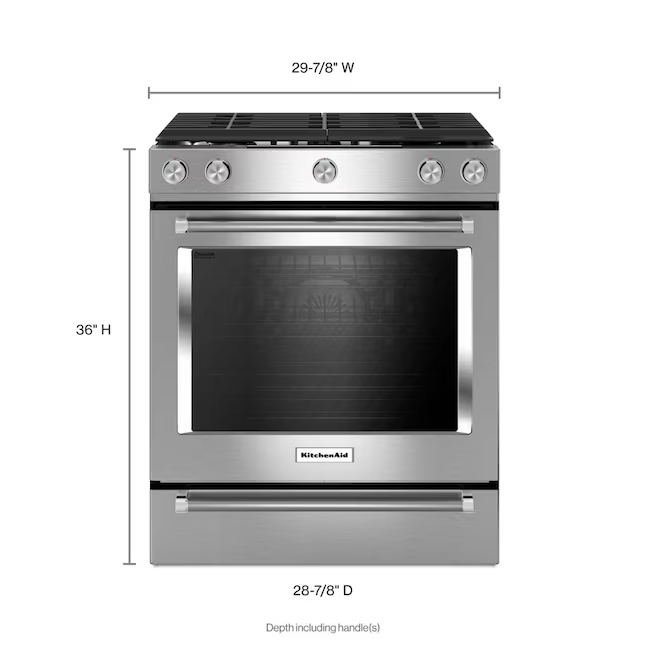 KitchenAid 30-in 5 Burners 5.8-cu ft Self-cleaning Convection Oven Slide-in Natural Gas Range (Stainless Steel)