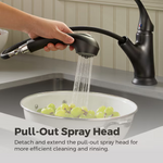 Pfister Shelton Matte Black Double Handle Deck-Mount Kitchen Faucet (Includes Deck Plate) (Includes Soap Dispenser), F-WKP-701B *JR2510, Retail: $129.00, FINAL PRICE: $77.99 + TAX