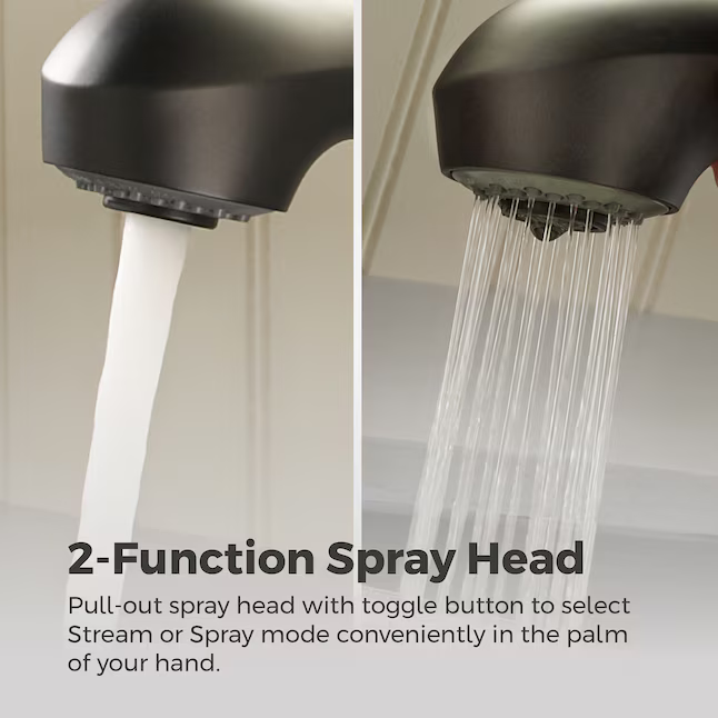 Pfister Shelton Matte Black Double Handle Deck-Mount Kitchen Faucet (Includes Deck Plate) (Includes Soap Dispenser), F-WKP-701B *JR2510, Retail: $129.00, FINAL PRICE: $77.99 + TAX