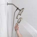 allen + roth Galway 6 -Spray Brushed Nickel 5-in Round Shower Head with Handheld Combo 1.8
