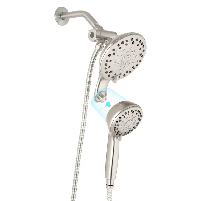 allen + roth Galway 6 -Spray Brushed Nickel 5-in Round Shower Head with Handheld Combo 1.8