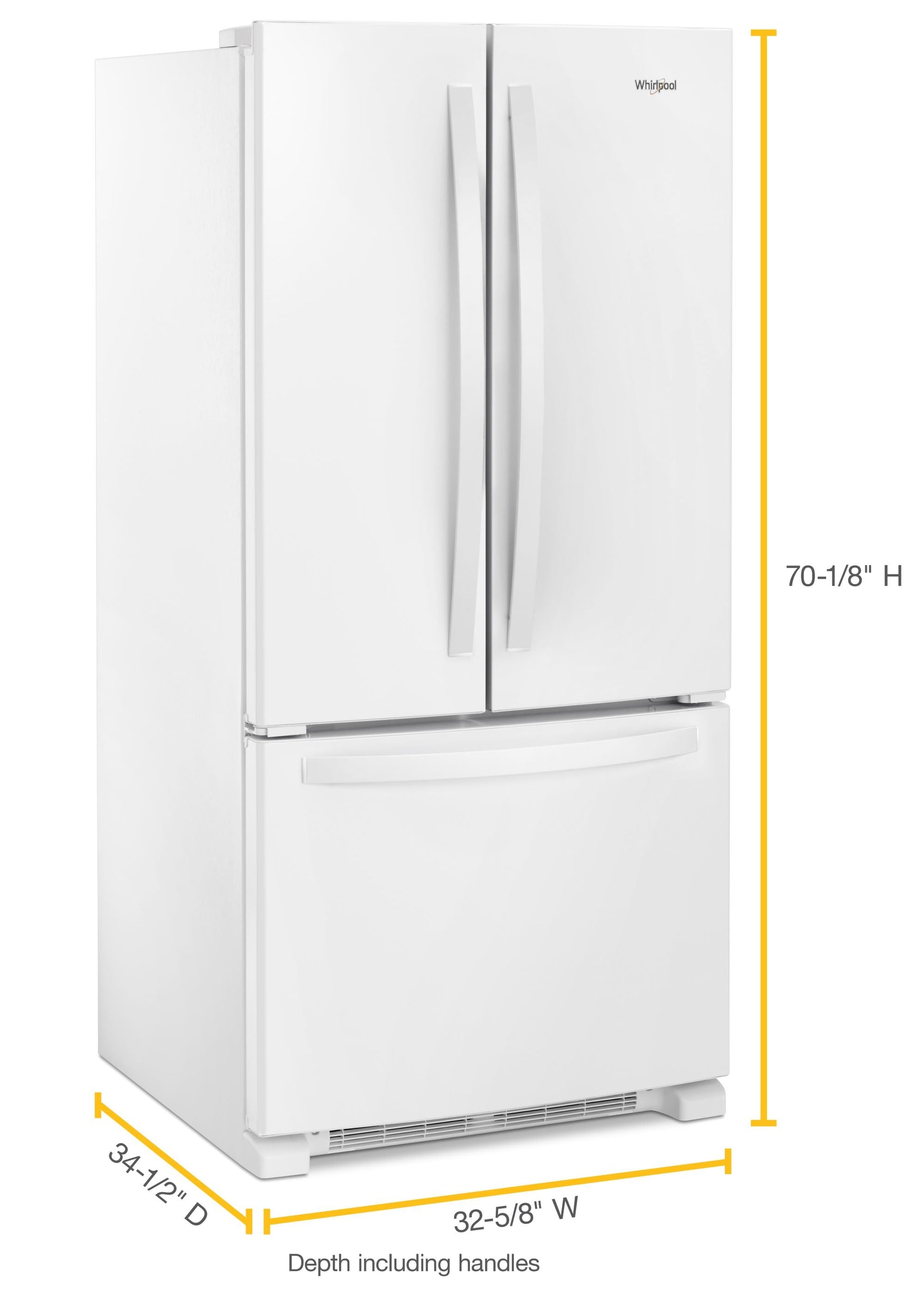 Whirlpool Standard-Depth 22.1-cu ft 3 -Door 35-in Wide French Door Refrigerator with Water Dispenser ( White ) ENERGY STAR Certified