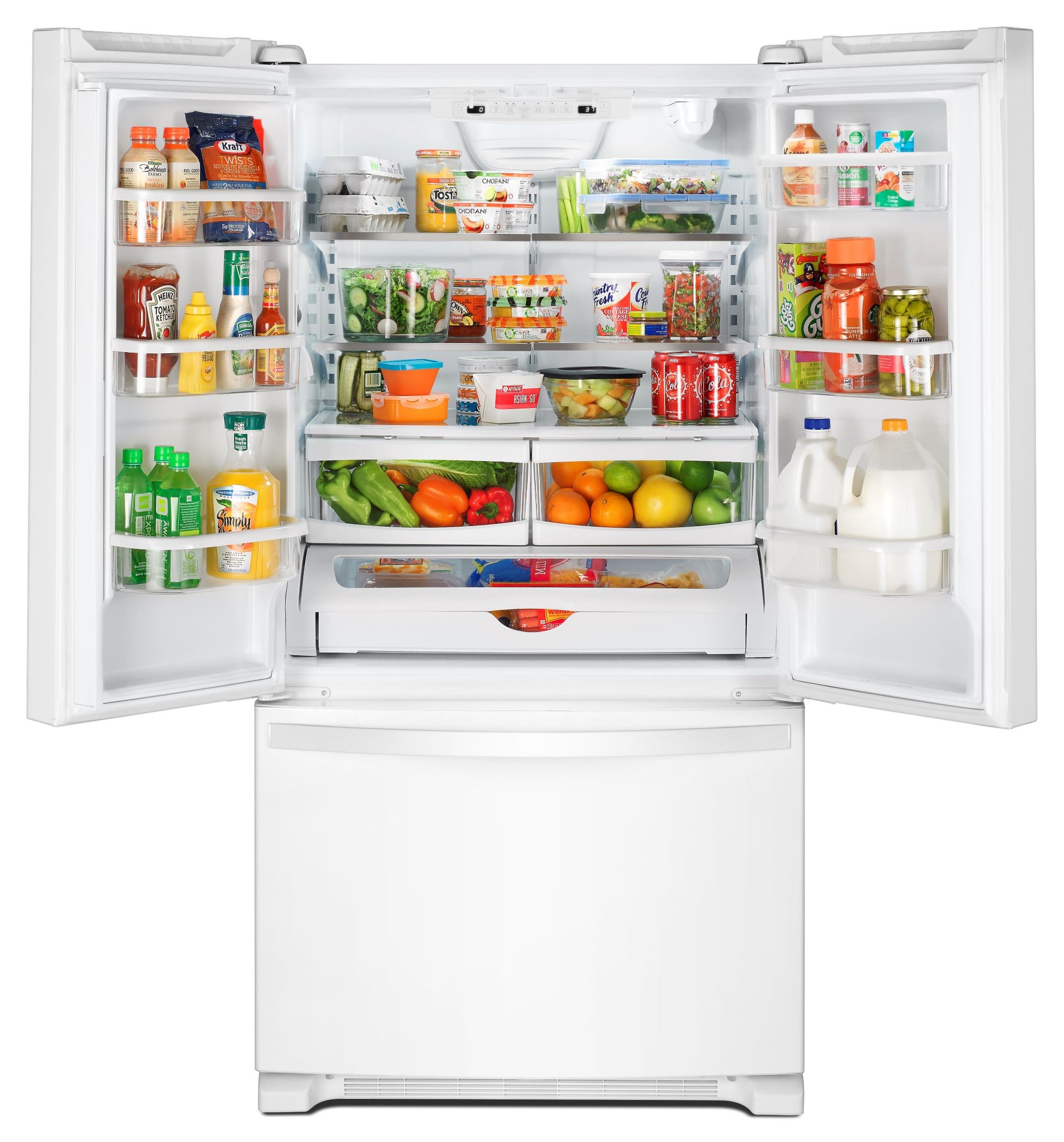 Whirlpool Standard-Depth 22.1-cu ft 3 -Door 35-in Wide French Door Refrigerator with Water Dispenser ( White ) ENERGY STAR Certified