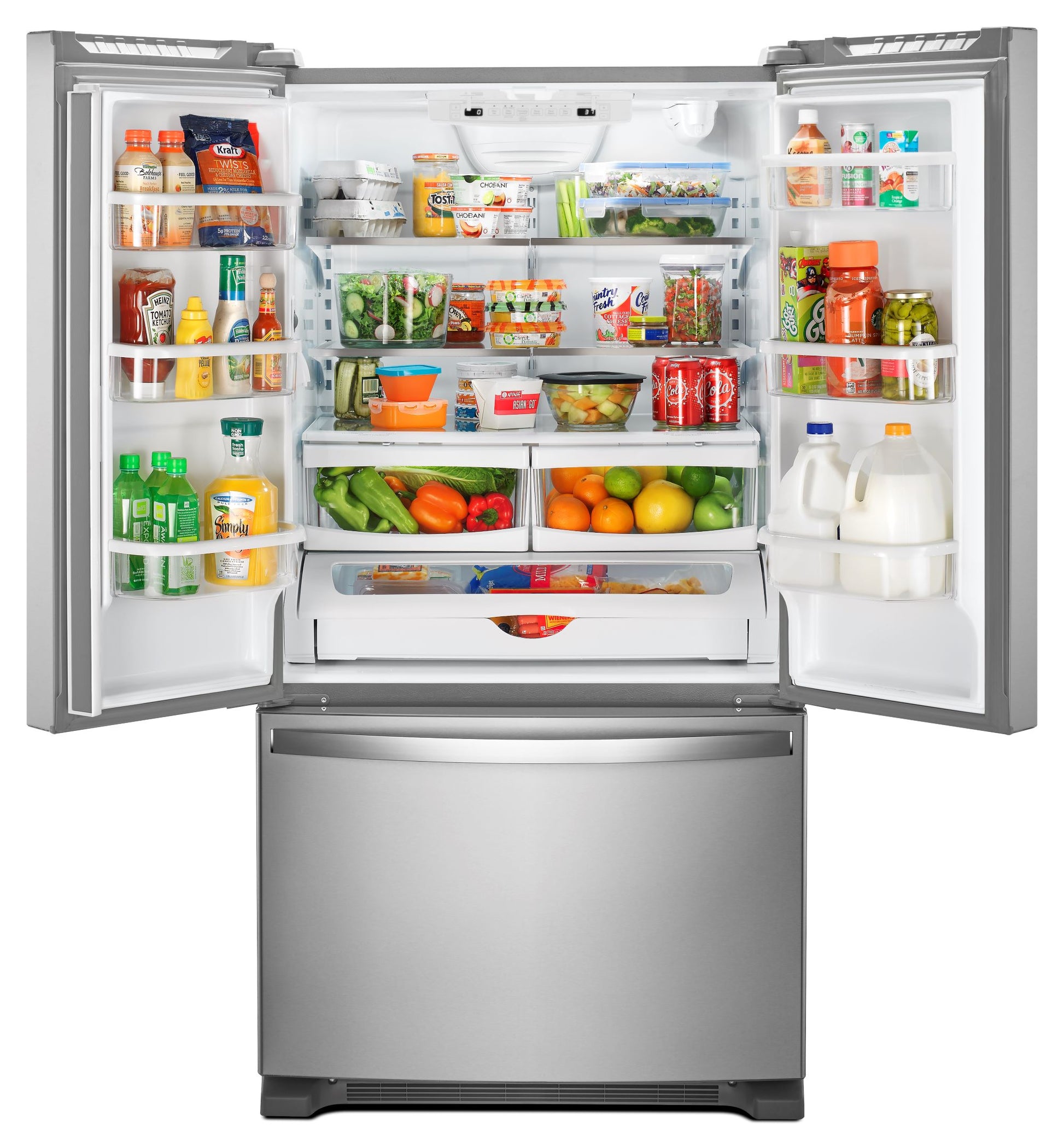 Whirlpool Standard-Depth 22.1-cu ft 3 -Door 35-in Wide French Door Refrigerator with Water Dispenser ( Stainless Steel ) ENERGY STAR Certified