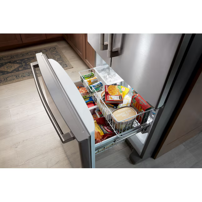 Maytag Standard-Depth 25.2-cu ft 3-Door 36-in French Door Refrigerator with Ice Maker (Fingerprint Resistant Stainless Steel), MRFF4136RZ/01 *JR2510, Retail: $2,399.00, FINAL PRICE: $1,299.99 + TAX
