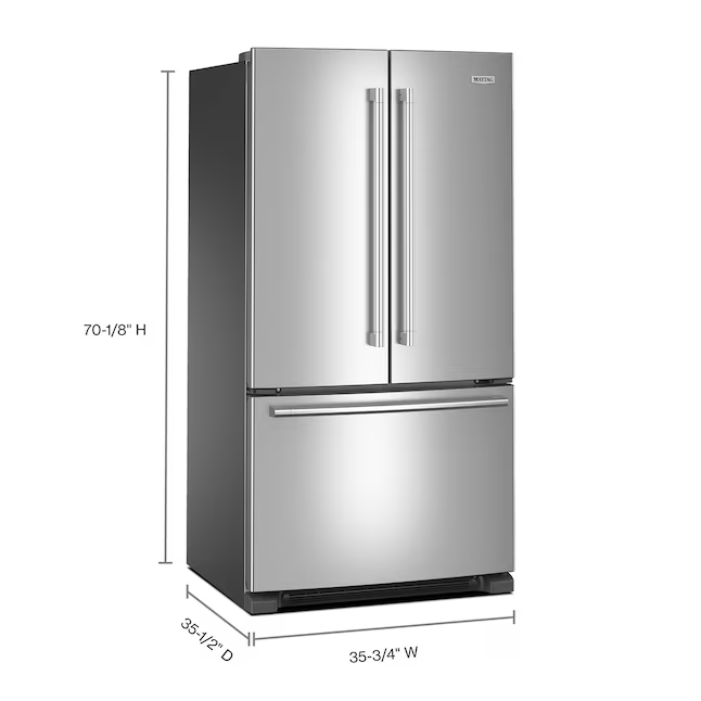 Maytag Standard-Depth 25.2-cu ft 3-Door 36-in French Door Refrigerator with Ice Maker (Fingerprint Resistant Stainless Steel), MRFF4136RZ/01 *JR2510, Retail: $2,399.00, FINAL PRICE: $1,299.99 + TAX
