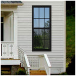 RELIABILT Series 28100 31-1/2-in x 71-1/2-in Black Exterior White Interior Vinyl New Construction Single Hung Window Low-E argon with Grids, (Half Screen Included)