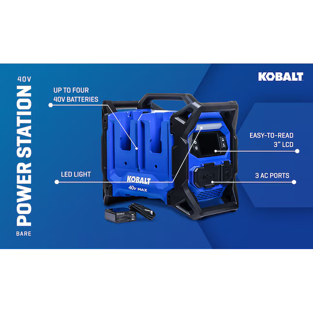 Kobalt K40 1800-Watts Portable Power Station (Batteries NOT Included), KBS 1040B-03 #5418357 *JR2512, Retail: $699.00, FINAL PRICE: $349.99 + TAX