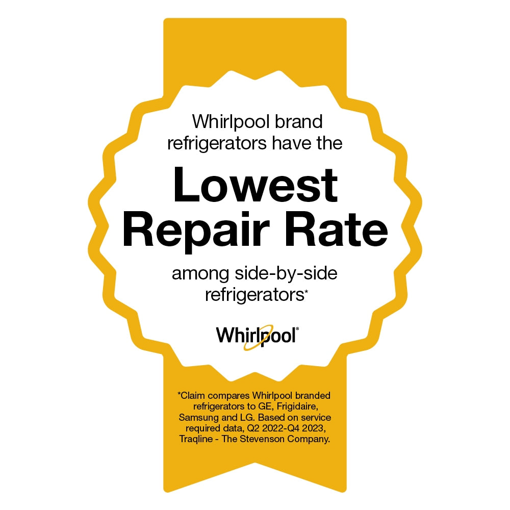 Whirlpool 20.85-cu ft Counter-Depth 36-in Wide Side-by-Side Refrigerator with Ice Maker ,Water and Ice Dispenser ( Fingerprint Resistant Stainless Finish )