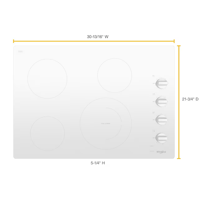 Whirlpool 30-in 4 Burners Smooth Surface (Radiant) White Electric Cooktop