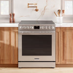 Frigidaire Professional 30-in Glass Top 5 burners 6.2-cu ft Air Fry Convection Oven Slide-In Electric Range with