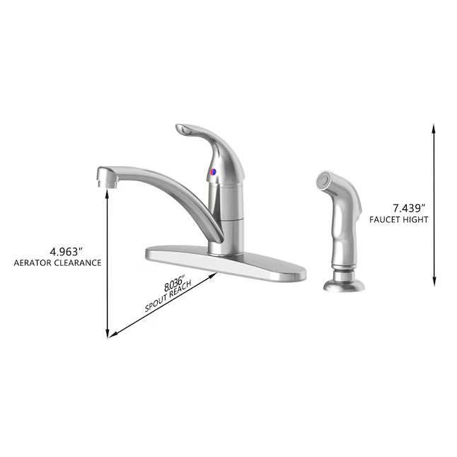 Project Source EVERFIELD Stainless Steel PVD Single Handle Deck-Mount Kitchen Faucet (Deck Plate Included) (Side Sprayer Included), 67221W-110802 #5277764 *JR2509, Retail: $Exclusive, FINAL PRICE: $29.99 + TAX