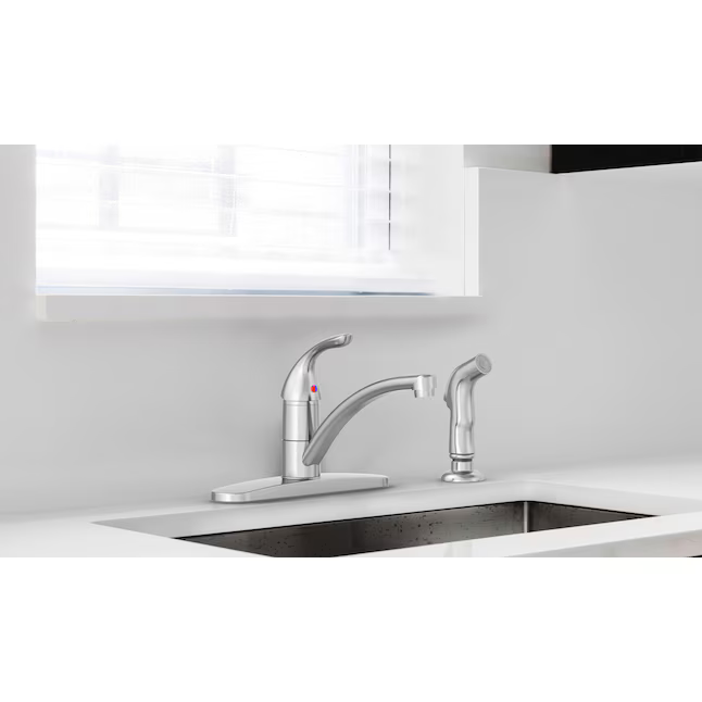 Project Source EVERFIELD Stainless Steel PVD Single Handle Deck-Mount Kitchen Faucet (Deck Plate Included) (Side Sprayer Included), 67221W-110802 #5277764 *JR2509, Retail: $Exclusive, FINAL PRICE: $29.99 + TAX