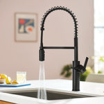 Moen Joric Matte Black Single Handle Deck-mount Pull-down Kitchen Faucet with Sprayer (Includes Deck Plate)
