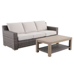 Alpine Reserve Miles Park 2-Piece Wicker Patio Sofa Conversation Set with Cream Cushions, FRS81527T-1A *HD2509, Retail: $1,049.00, FINAL PRICE: $649.99 + TAX