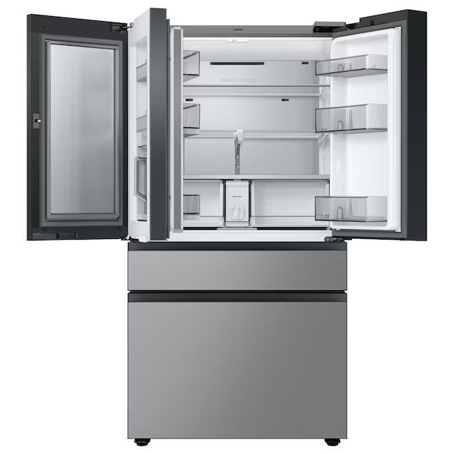 Samsung Bespoke Standard-Depth 28.6-cu ft 4-Door 36-in Smart Compatible French Door Refrigerator with Dual Ice Maker with Water Dispenser (Fingerprint Resistant Stainless Steel), RF90F29BECR *JR2510, Retail: $3,999.00, FINAL  PRICE: $1,999.99 + TAX