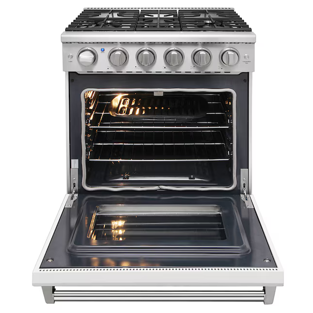 KOSTCH 30-in 5 burners 4.55-cu ft Convection Oven Freestanding Natural Gas Range (White), KOS-30RG03M-W *JR2510, Retail: $1,899.00, FINAL PRICE: $1,199.99 + TAX
