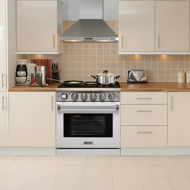 KOSTCH 30-in 5 burners 4.55-cu ft Convection Oven Freestanding Natural Gas Range (White), KOS-30RG03M-W *JR2510, Retail: $1,899.00, FINAL PRICE: $1,199.99 + TAX