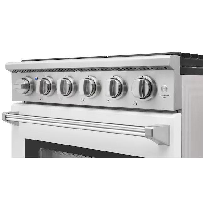 KOSTCH 30-in 5 burners 4.55-cu ft Convection Oven Freestanding Natural Gas Range (White), KOS-30RG03M-W *JR2510, Retail: $1,899.00, FINAL PRICE: $1,199.99 + TAX