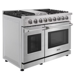 KOSTCH 48-in 7 burners 4.6-cu ft / 2.2-cu ft Convection Oven Freestanding Double Oven Gas Range (Stainless Steel), KOS-48RG03M-S *JR2512, Retail: $3,999.00, FINAL PRICE: $2,199.99 + TAX