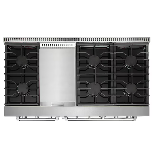 KOSTCH 48-in 7 burners 4.6-cu ft / 2.2-cu ft Convection Oven Freestanding Double Oven Gas Range (Stainless Steel), KOS-48RG03M-S *JR2512, Retail: $3,999.00, FINAL PRICE: $2,199.99 + TAX