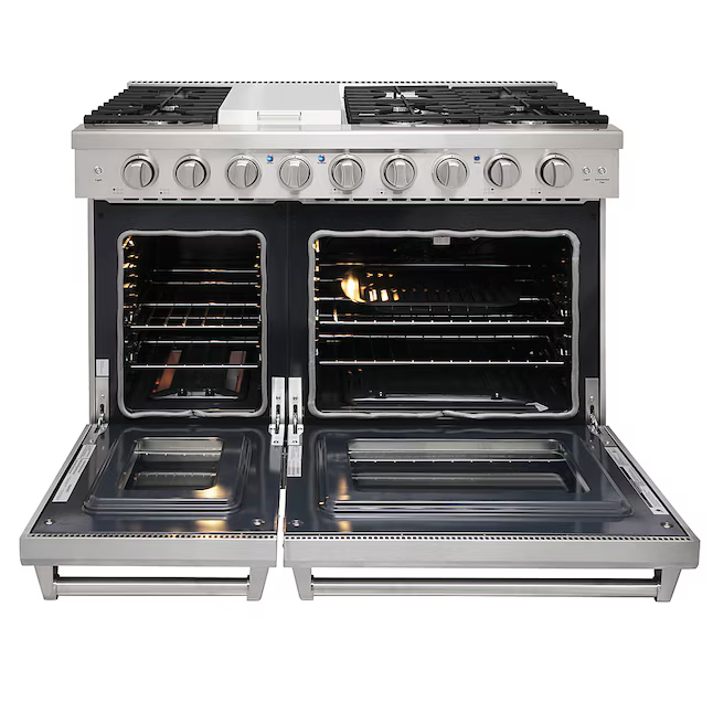 KOSTCH 48-in 7 burners 4.6-cu ft / 2.2-cu ft Convection Oven Freestanding Double Oven Gas Range (Stainless Steel), KOS-48RG03M-S *JR2512, Retail: $3,999.00, FINAL PRICE: $2,199.99 + TAX