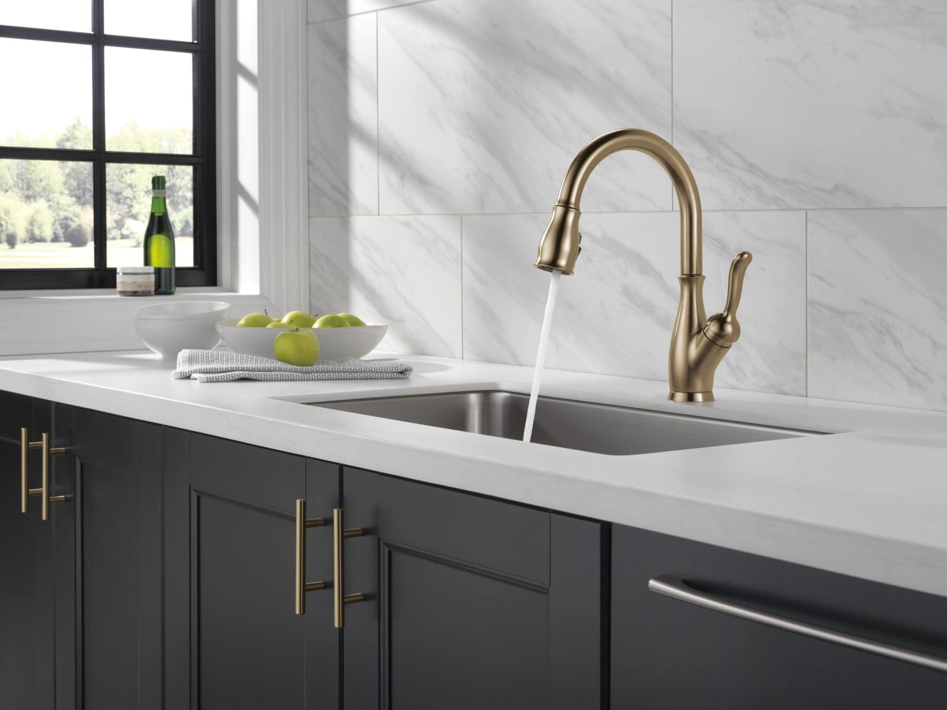 Delta Leland Single Handle Pull-Down Kitchen Faucet with ShieldSpray Technology in Champagne Bronze, MSRP: $439, FINAL PRICE: $199.99 + TAX