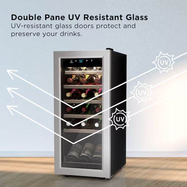 TCL 13.6-in W 18 -Bottles Stainless Steel Freestanding Indoor Wine Cooler, WC18L1S *JR2510, Retail: $349.00, FINAL PRICE: $199.99 + TAX