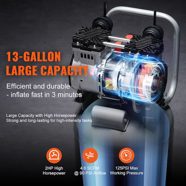 VEVOR 13-Gallon Electric 125 PSI Vertical Air Compressor with Accessories Included