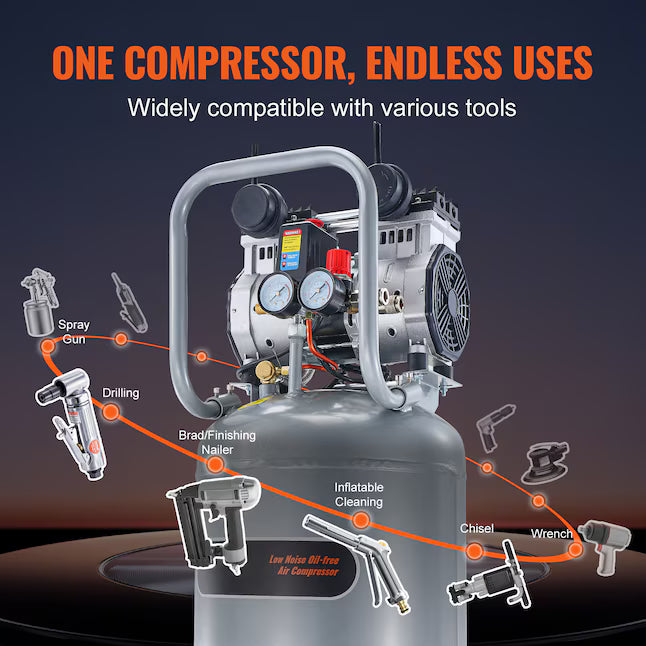 VEVOR 13-Gallon Electric 125 PSI Vertical Air Compressor with Accessories Included