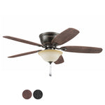 Harbor Breeze Lake Canton 52-in Bronze with Mink/Espresso Blades Flush Mount Ceiling Fan With Light and Pull Chain Included 5 -Blade