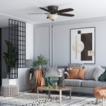 Harbor Breeze Lake Canton 52-in Bronze with Mink/Espresso Blades Flush Mount Ceiling Fan With Light and Pull Chain Included 5 -Blade
