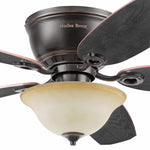 Harbor Breeze Lake Canton 52-in Bronze with Mink/Espresso Blades Flush Mount Ceiling Fan With Light and Pull Chain Included 5 -Blade