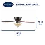 Harbor Breeze Lake Canton 52-in Bronze with Mink/Espresso Blades Flush Mount Ceiling Fan With Light and Pull Chain Included 5 -Blade