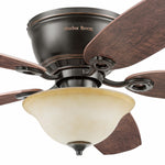 Harbor Breeze Lake Canton 52-in Bronze with Mink/Espresso Blades Flush Mount Ceiling Fan With Light and Pull Chain Included 5 -Blade