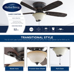 Harbor Breeze Lake Canton 52-in Bronze with Mink/Espresso Blades Flush Mount Ceiling Fan With Light and Pull Chain Included 5 -Blade