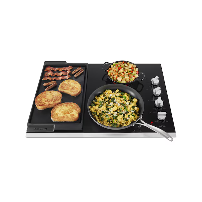 Maytag 30-in 4 Burners Smooth Surface (Radiant) Stainless Steel Electric Cooktop with Bridge Element, MEC8830HS/01 *JR2509, Retail: $1,349.00, FINAL PRICE: $649.99 + TAX