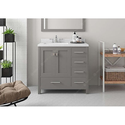 Caroline Avenue 36-in Gray Undermount Single Sink Bathroom Vanity with Dazzle White Quartz Top, GS-28036R-DWQSQ-CG, FINAL PRICE: $699.99 + TAX