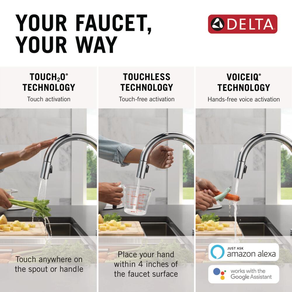 Delta Trinsic VoiceIQ Kitchen Faucet with Touch2O Technology with Touchless Technology in Chrome, 9159TLV-DST, MRSP: $849, FINAL PRICE: $399.99 + TAX