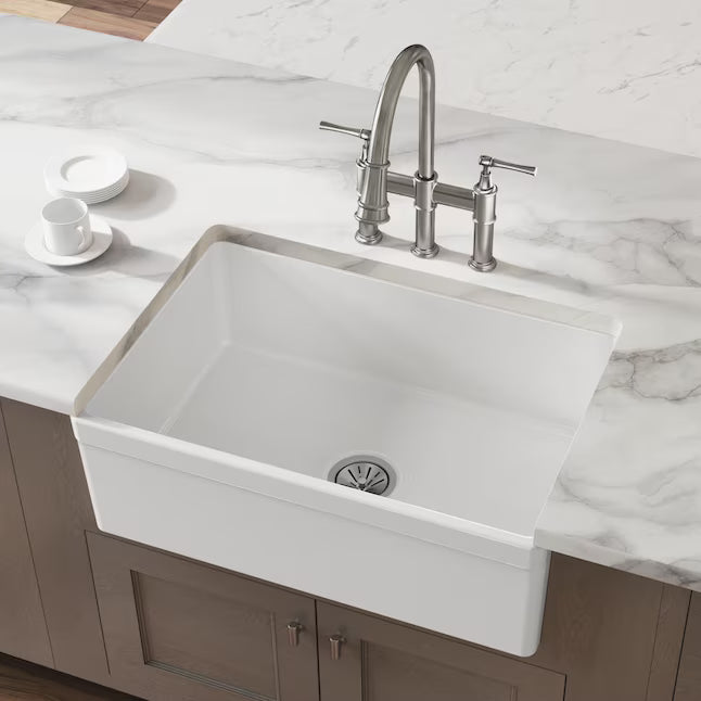 Elkay Farmhouse apron front 29.97-in x 19.93-in Fireclay Single bowl Kitchen Sink, SWUF28179WH, FINAL PRICE: $399.99 + TAX