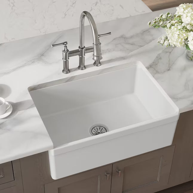 Elkay Farmhouse apron front 29.97-in x 19.93-in Fireclay Single bowl Kitchen Sink, SWUF28179WH, FINAL PRICE: $399.99 + TAX