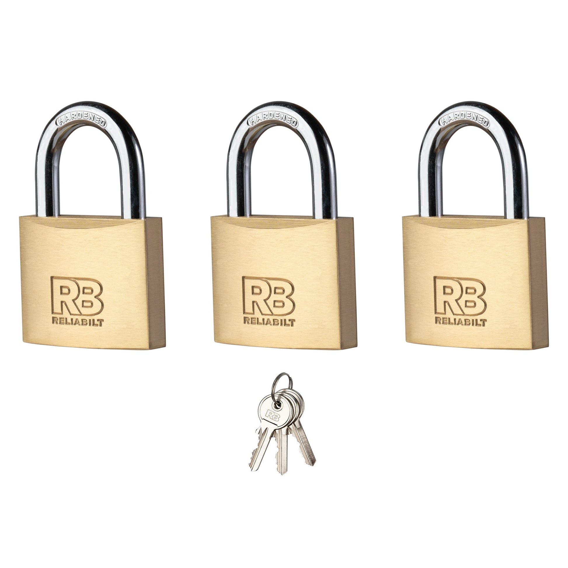 RELIABILT Keyed Padlock, 1-9/16-in Wide x 7/8-in Shackle Keyed Alike (3-Pack)