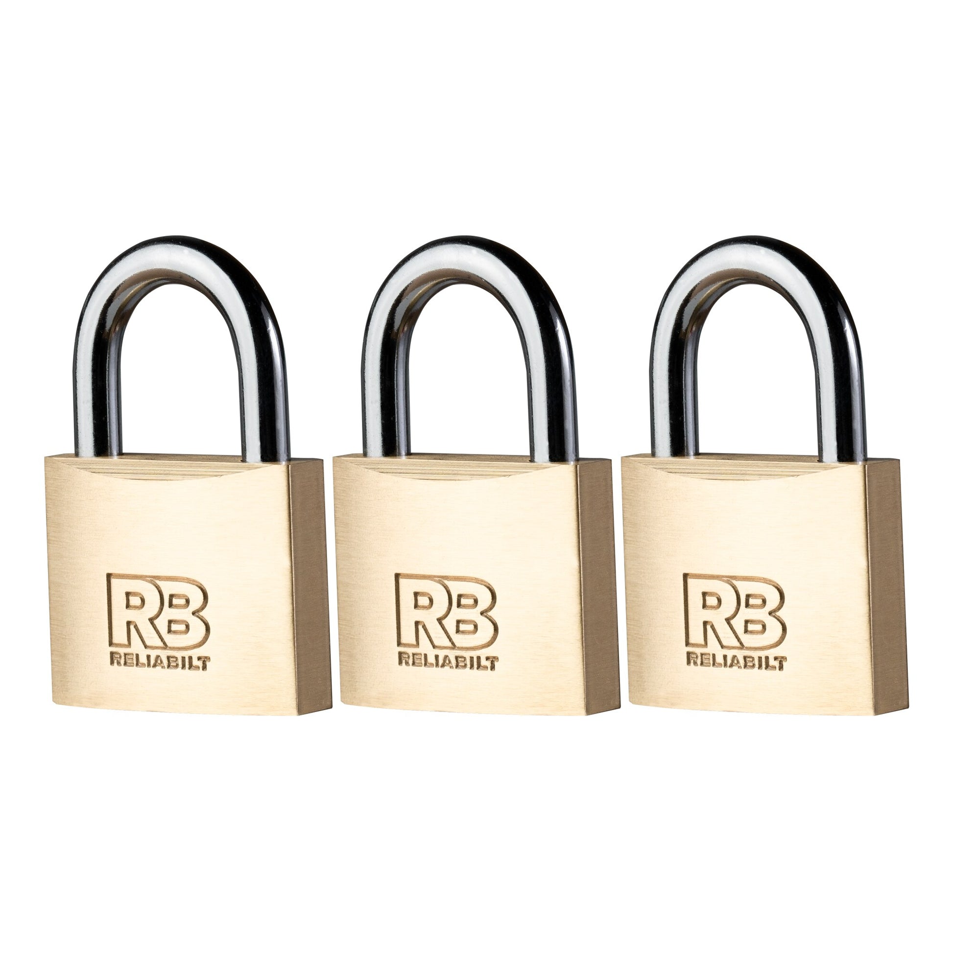 RELIABILT Keyed Padlock, 1-9/16-in Wide x 7/8-in Shackle Keyed Alike (3-Pack)