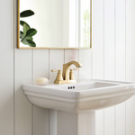 Alpine Reserve Chesler Brushed Gold 4-in Centerset 2-handle WaterSense High-arc Residential Handle Bathroom Sink Faucet with Drain with Deck Plate, 67123W-614408 #3808605 *JR2511, Retail: $99.00, FINAL PRICE: $59.99 + TAX