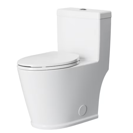 Project Source White Dual Flush Elongated Chair height Soft Close 1-piece Toilet 12-in Rough-In WaterSense 1.6 GPF, MT-60108DL