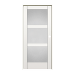 6573399  RELIABILT 32-in x 80-in Solid Core 3-panel Frosted glass Left Hand MDF Single Prehung Interior Door