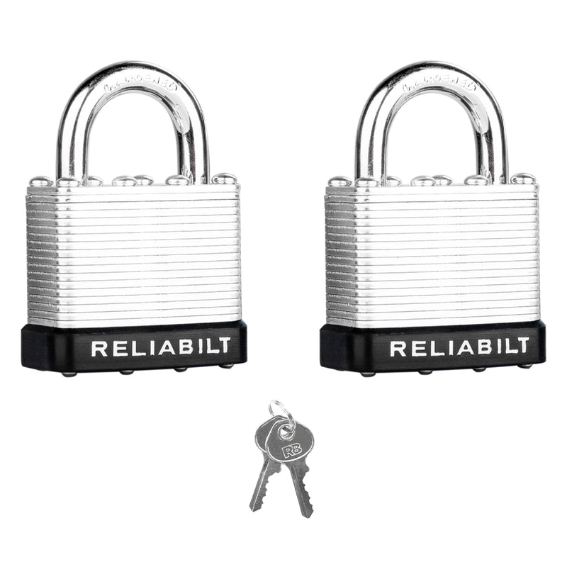 RELIABILT Keyed Padlock, 1-9/16-in Wide x 3/4-in Shackle Keyed Alike (2-Pack)